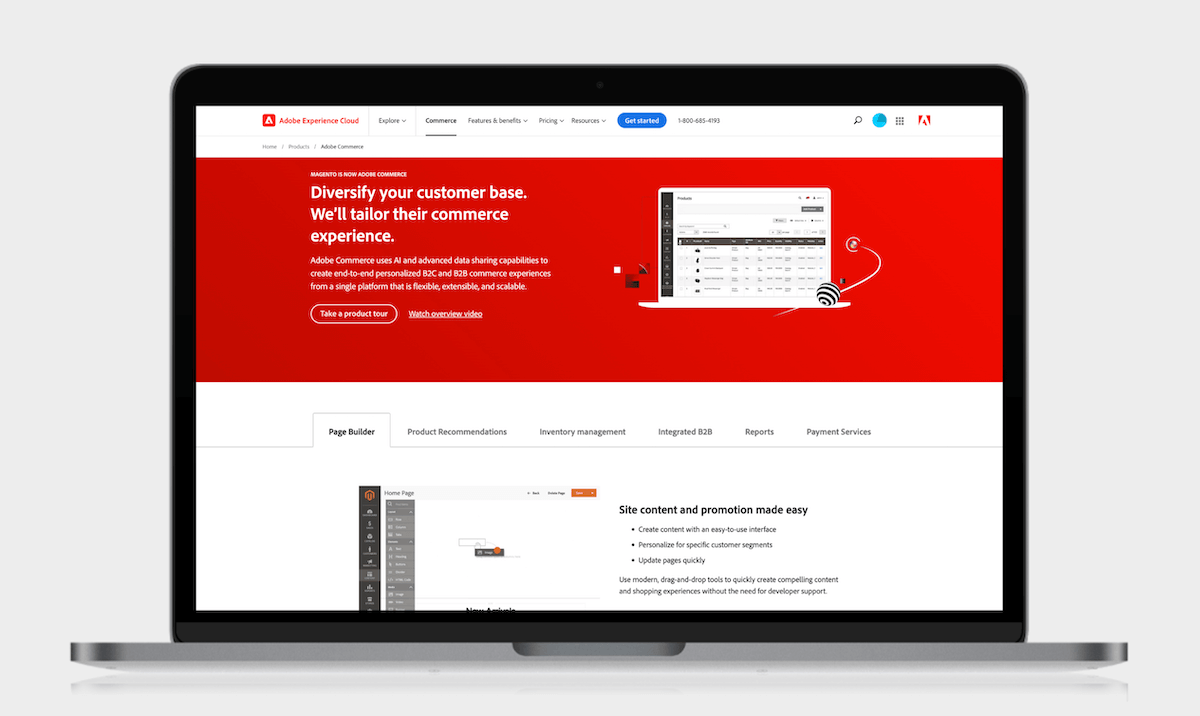 Adobe Commerce screenshot in a laptop