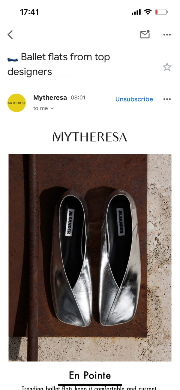 mytheresa email sceenshot