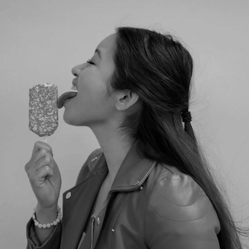 branding case study girl is licking an ice cream